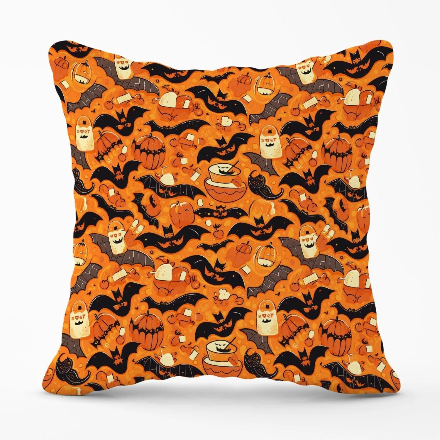 Warren Reed - Designer Candy-Filled Treat Bags & Bats Outdoor Cushion in Orange