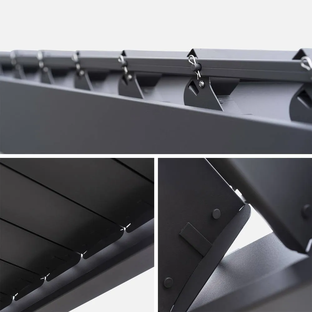 sweeek Louvered Pergola Aluminium 3 X 3m V2 & 3 100cm Louver Panels in Dark Grey 4