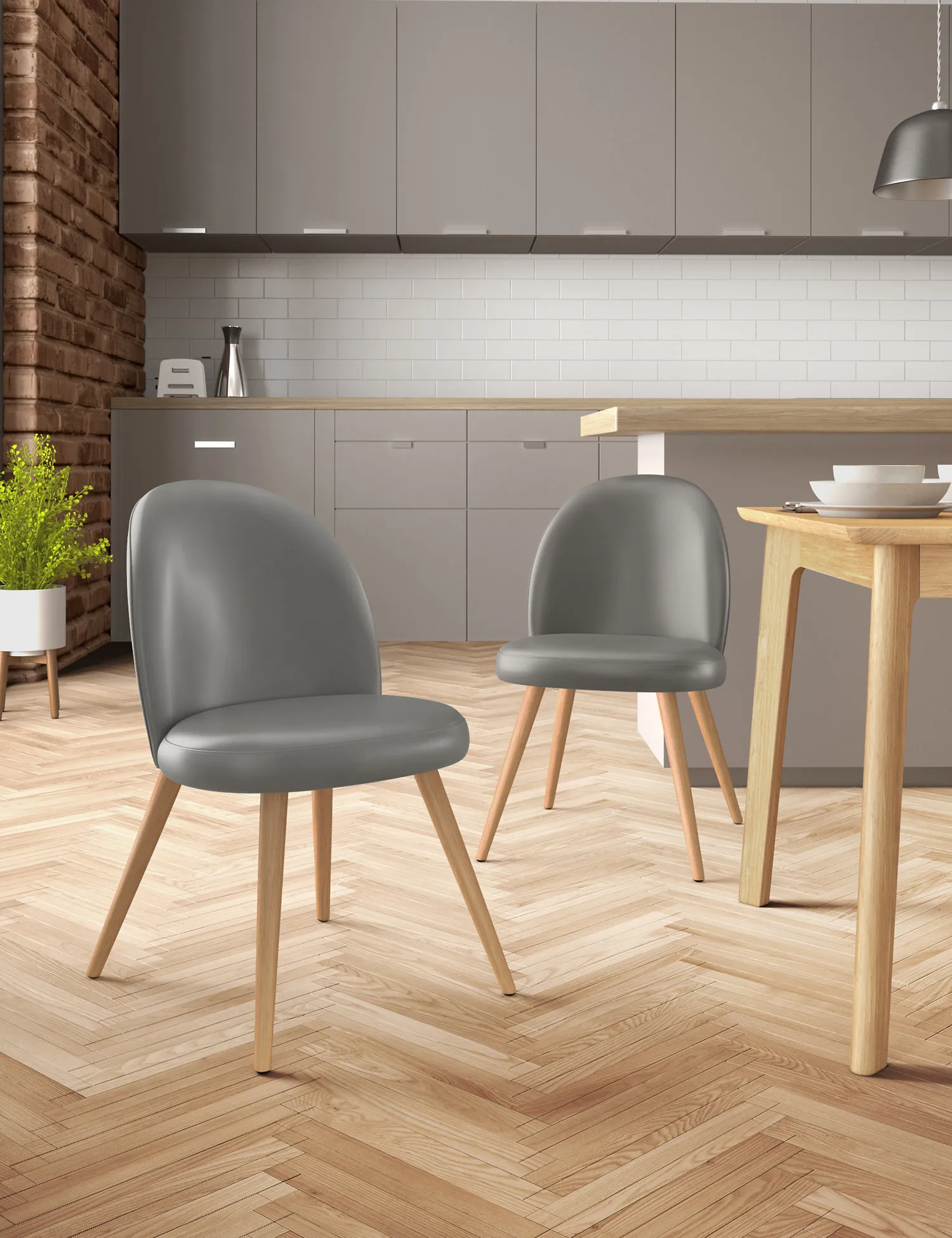 M&S Set of 2 Nord Faux Leather Dining Chairs