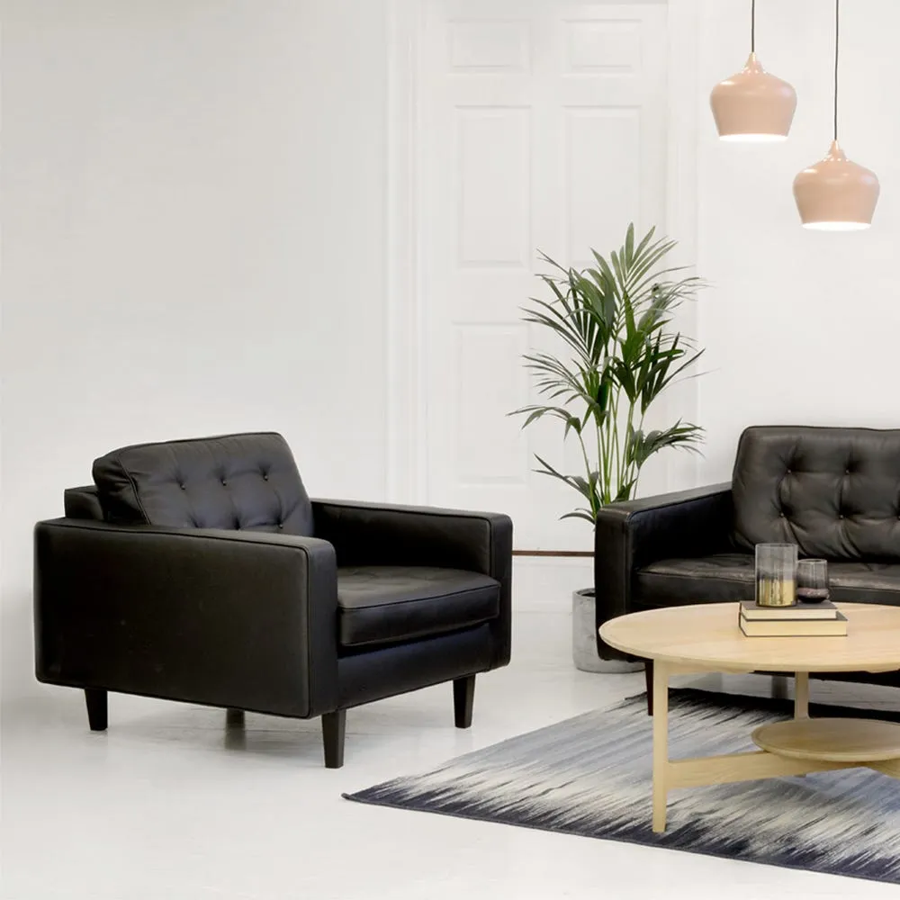 Heal's Hepburn Armchair Leather Grain Chocolate 068 Natural Feet 3