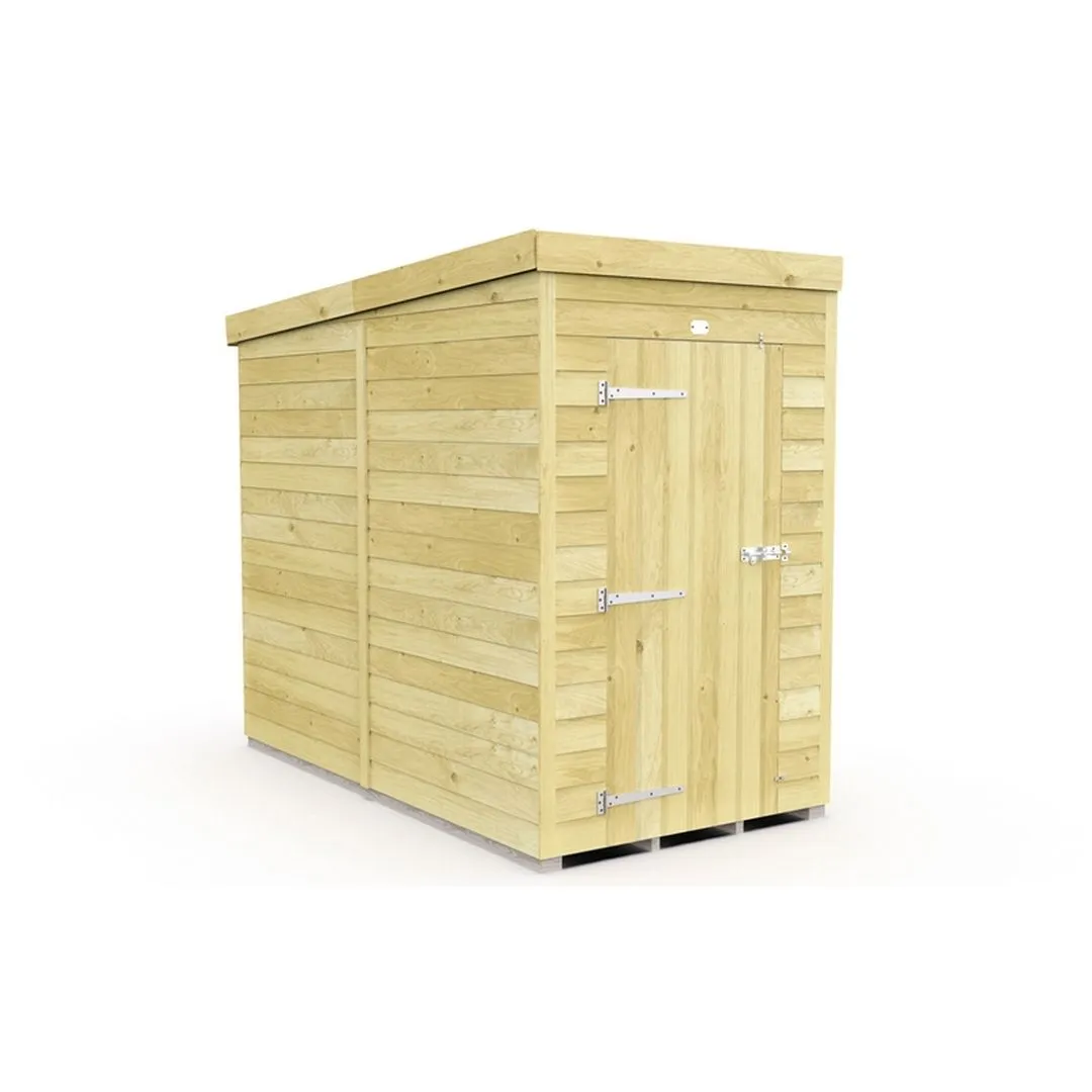 Buttercup Farm 4 x 8 Feet Pent Shed - Single Door W/O Windows - L231 x W127 x H201 cm in Brown