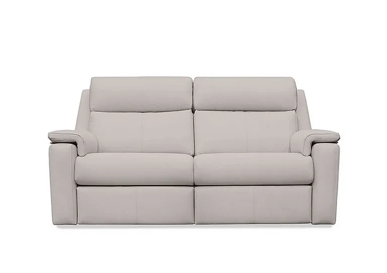 Thornbury 3 Seater Leather Recliner Sofa with Headrests and Power Lumbar - Cambridge Chalk