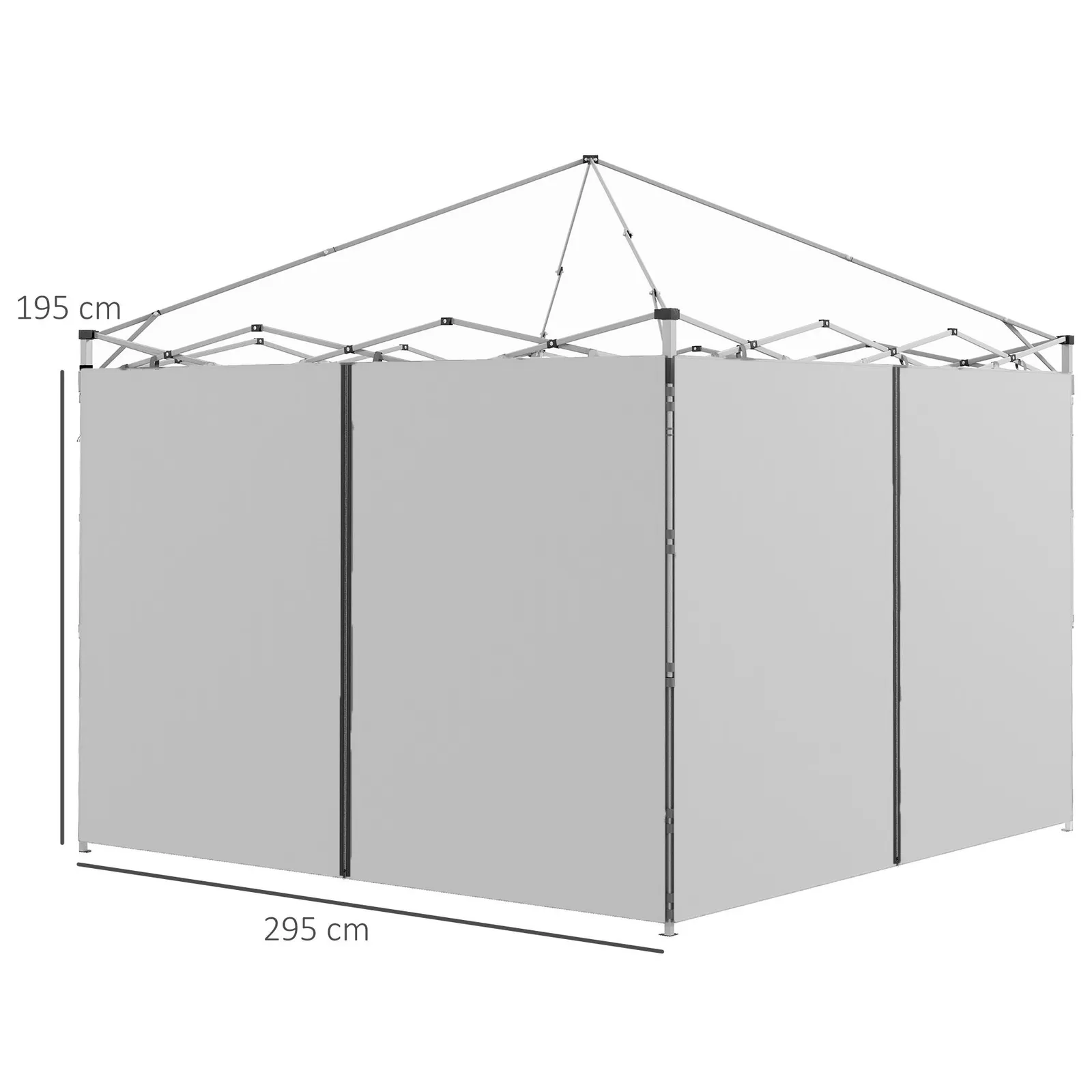 OUTSUNNY 3x3(m) or 3x6m Pop Up Gazebo Side Panels with Zipped Doors in Light Grey 3
