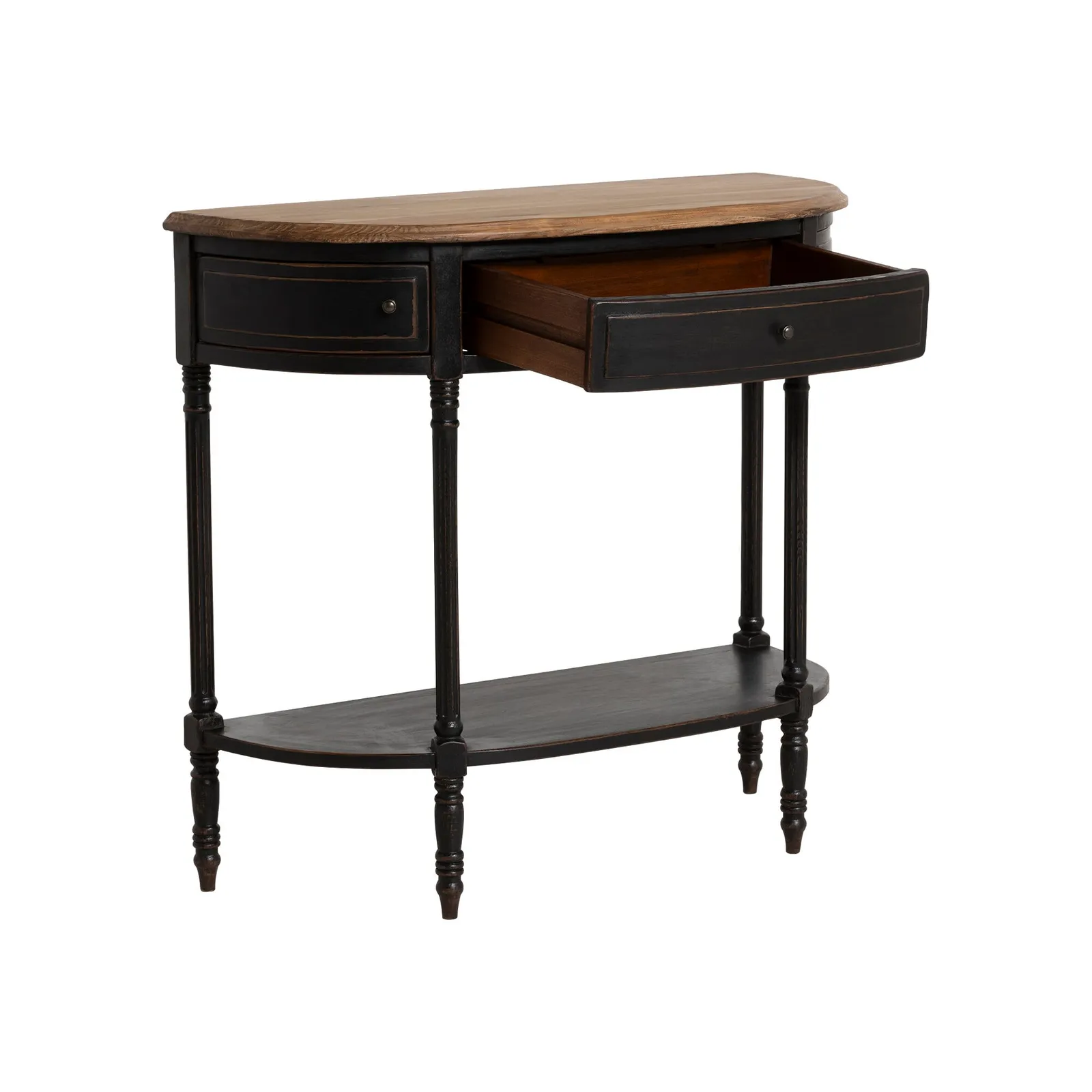 Jin Half Moon Table, Black Wood | Barker & Stonehouse 3