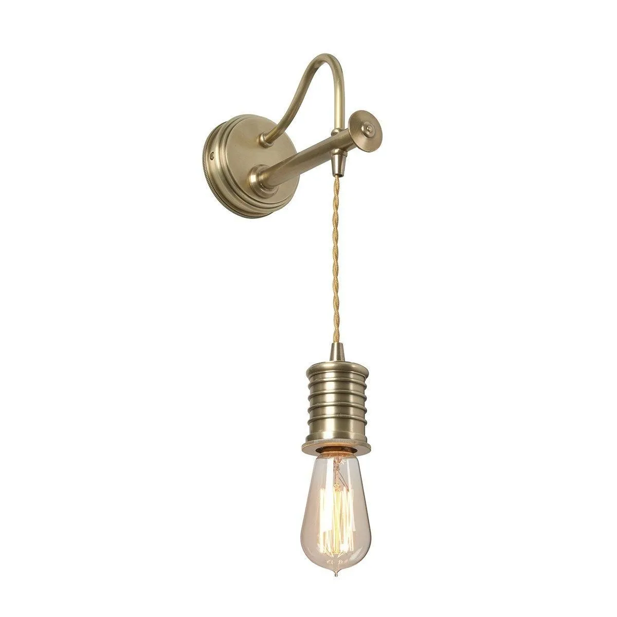 Netlighting Douille 1 Light Indoor Wall Light Antique Brass E27 in Yellow