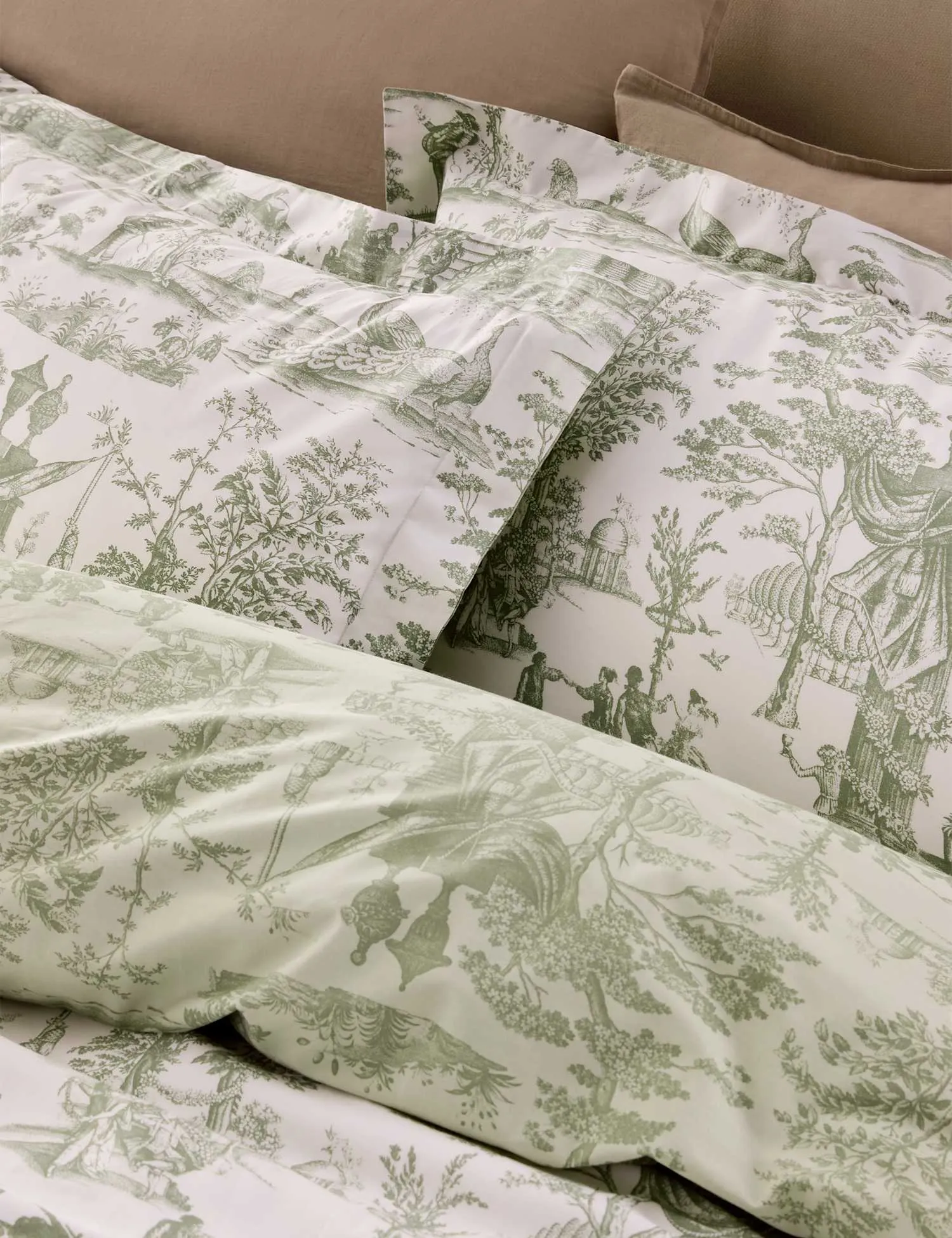 Laura Ashley 2 Pack Braysmith Toile Pillowcases Sage Mix