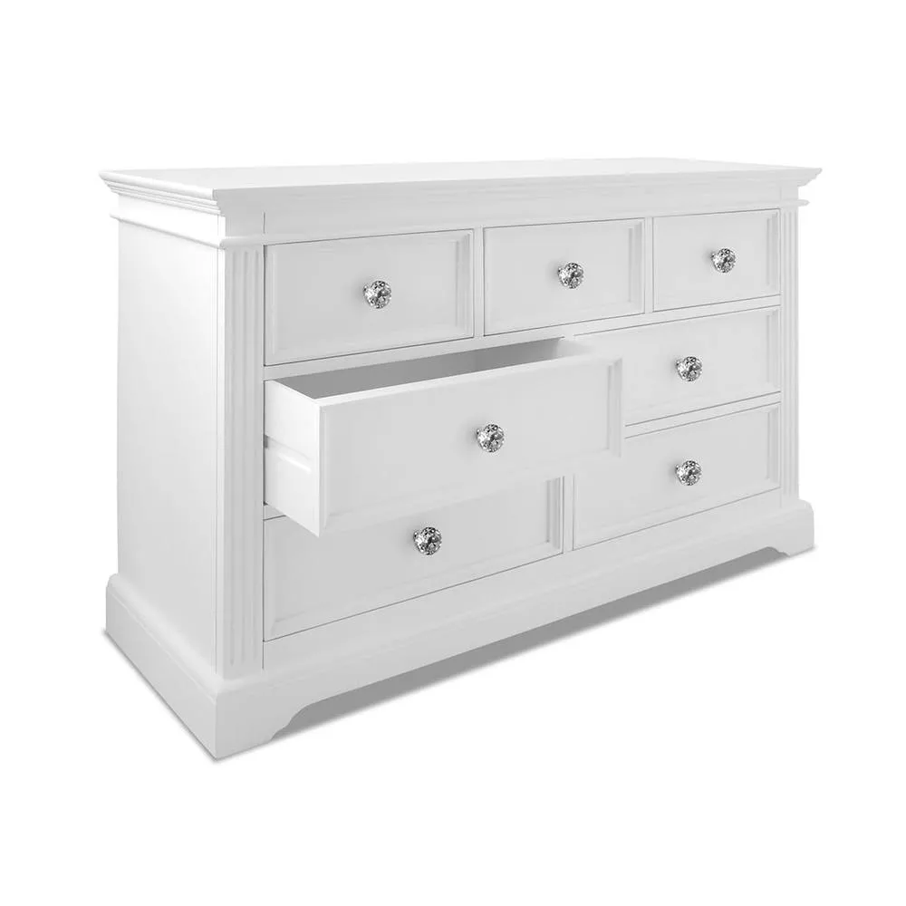 Statement Furniture Gainsborough White 3 Over 4 Chest of Drawers with Crystal Handles 3