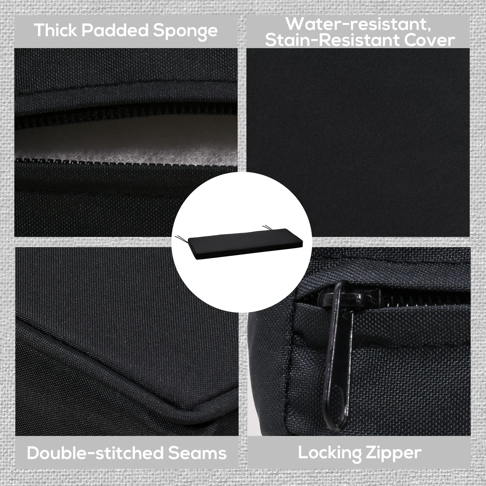 OUTSUNNY 2-Seater Bench Cushion Polyester Cover Seat Pad Replacement in Black 4
