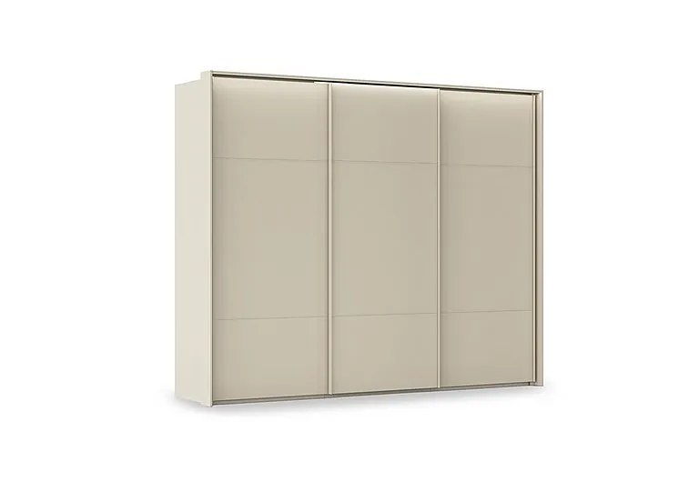 Haven 280cm 3 Door Slider Wardrobe with Décor Doors and Lights