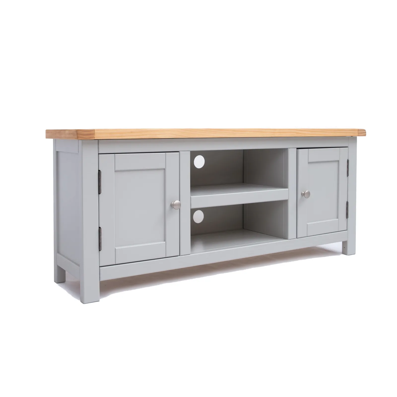 Cabinet Bits Argenta Light Grey 2 Door TV Cabinet Chrome Knob 2