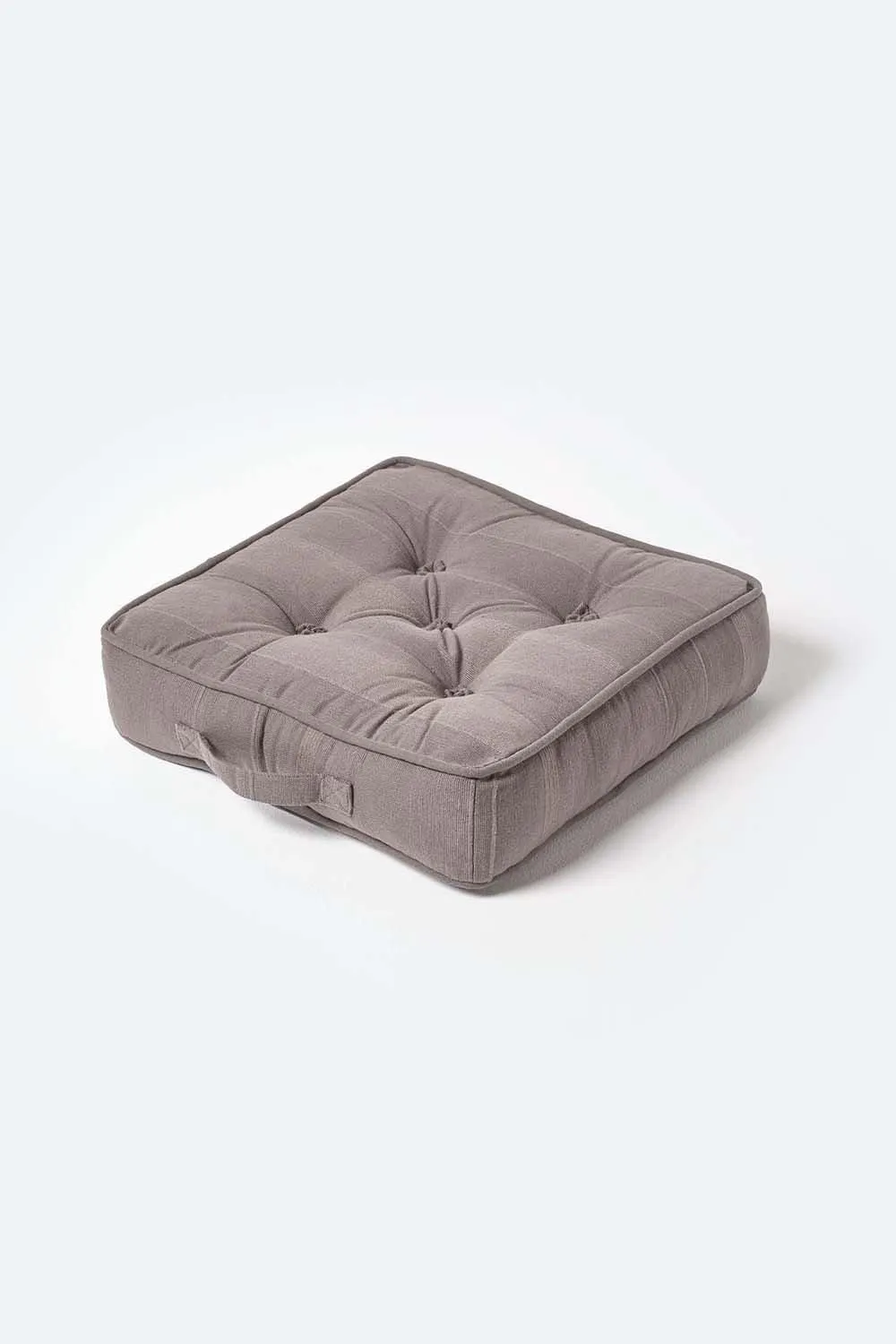Homescapes Rajput Ribbed Cotton Floor Cushion in Dark Grey 1