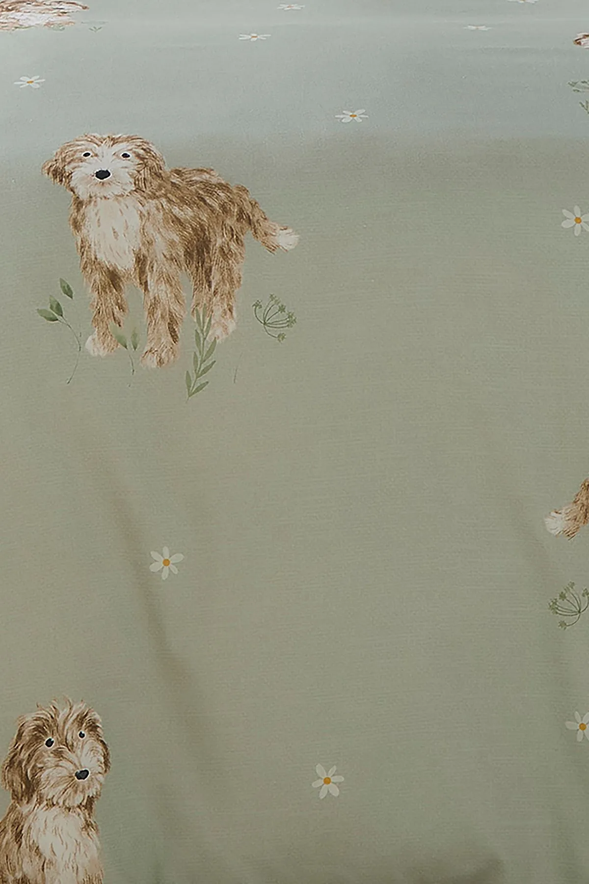 Fusion 'Hattie the Cockerpoo' Cute Dog Print Peach Textured Duvet Cover Set in Light Green 3