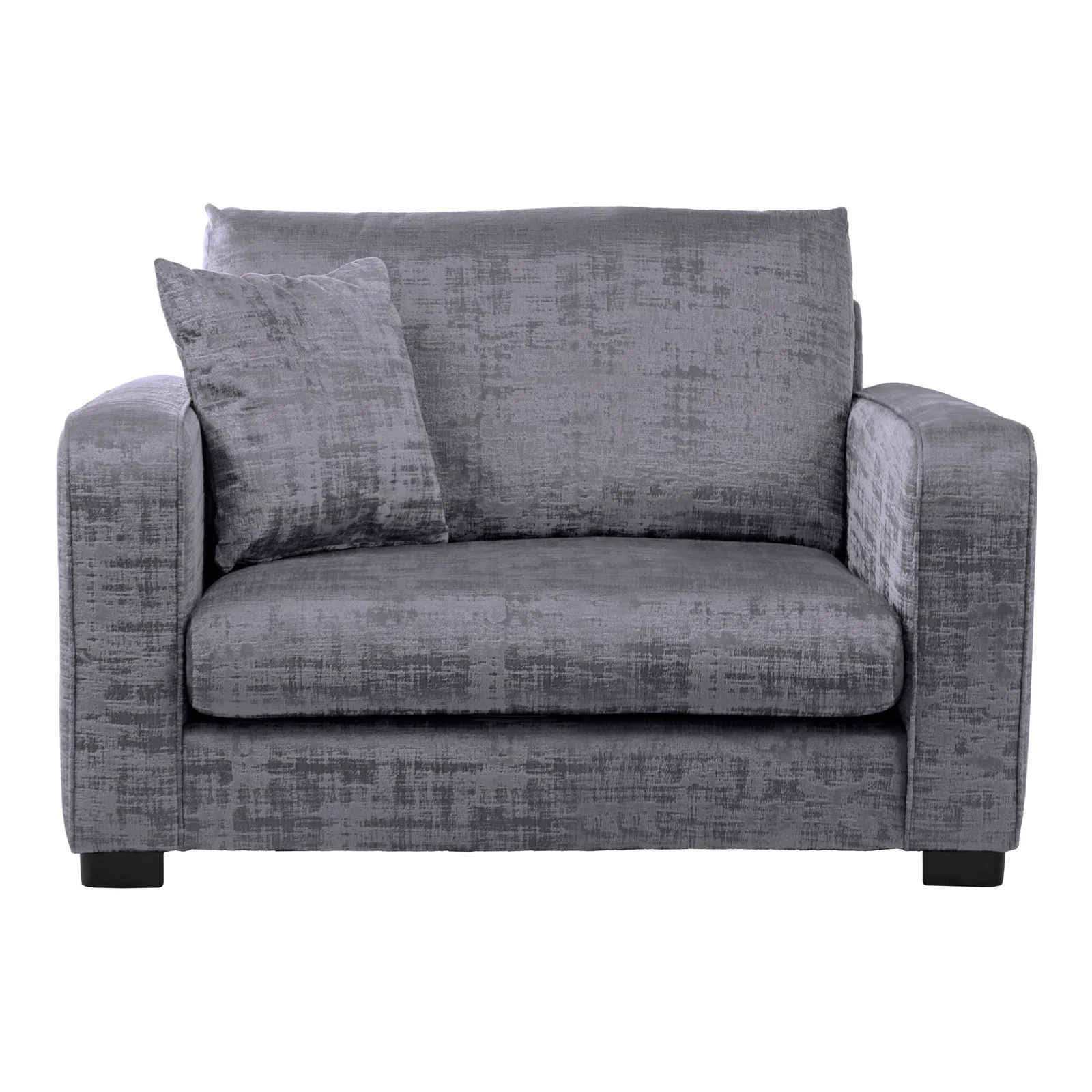 Carson Distressed Velvet Snuggle Chair Grey