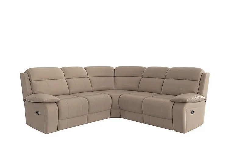 Moreno Leather Manual Recliner Corner Sofa - BV Pebble