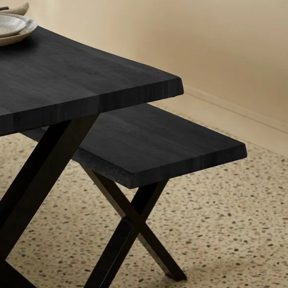 Ezra 6 Seater Rectangular Dining Table with 2 Benches 3