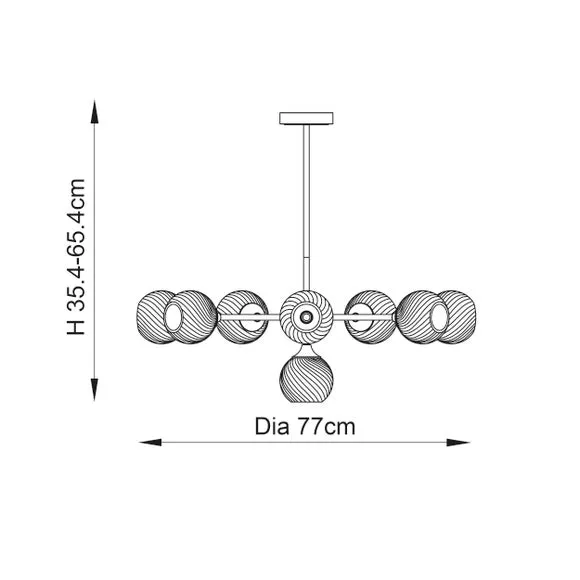 Vogue Asher Art Deco 8 Light Adjustable Ceiling Light 6