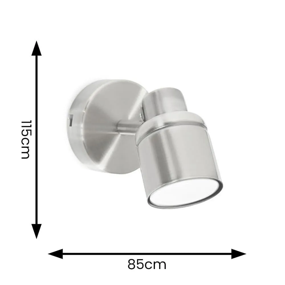 ValueLights Benton Single Adjustable Plug In Spotlight Wall Light with LED Bulb in Silver 4