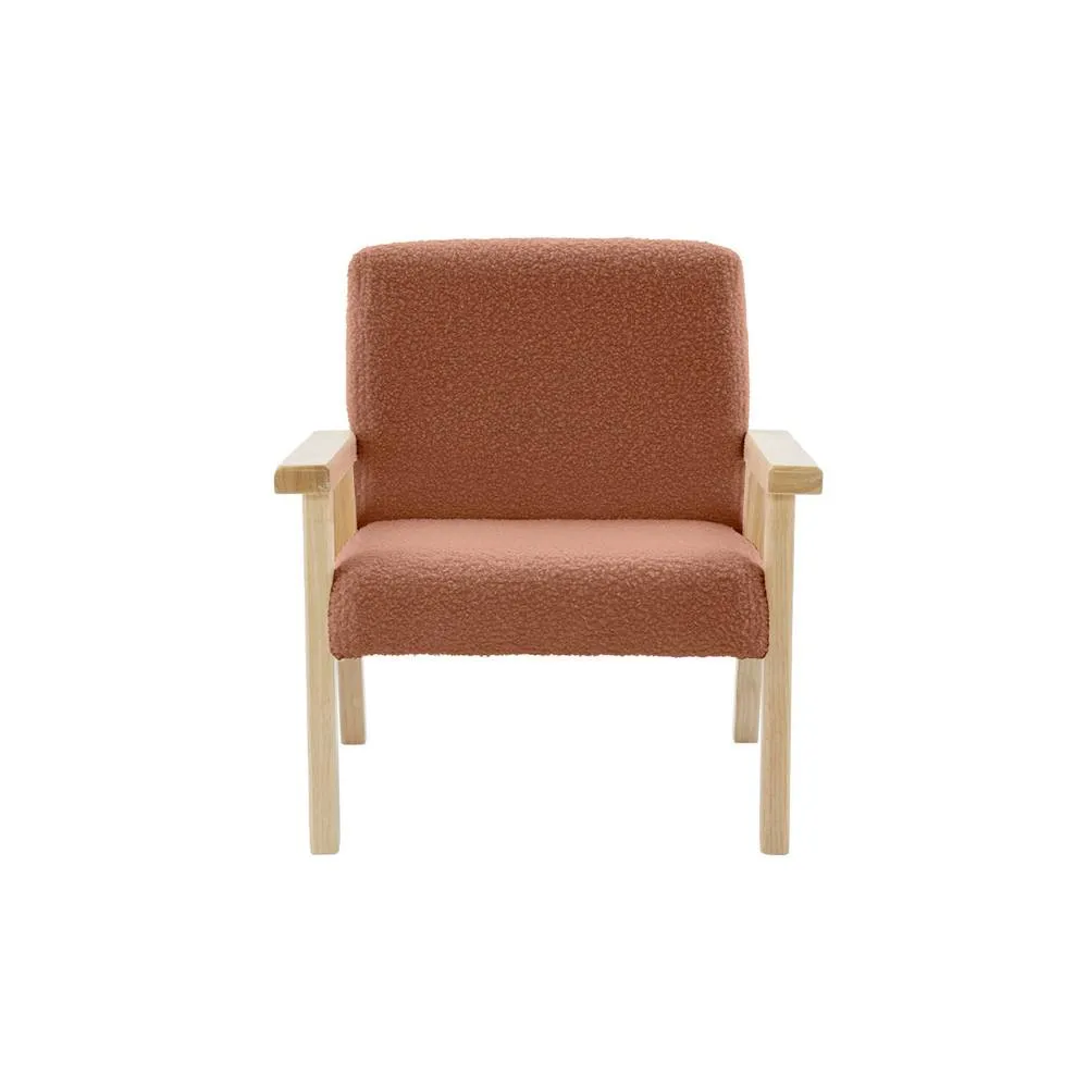 sweeek Children's scandi-style armchair in boucle fabric, rubberwood in Terracotta 6