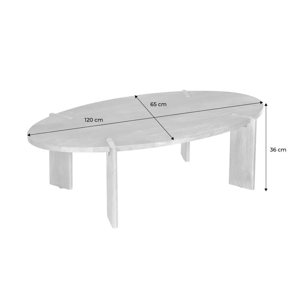 sweeek Oval Coffee Table In Solid Mango Wood in Dark Brown 6