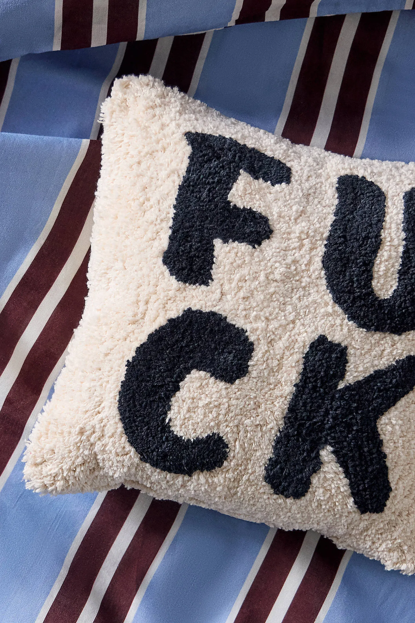 F*ck Tuft Mini Cushion - Black/White 25cm x 25cm 2