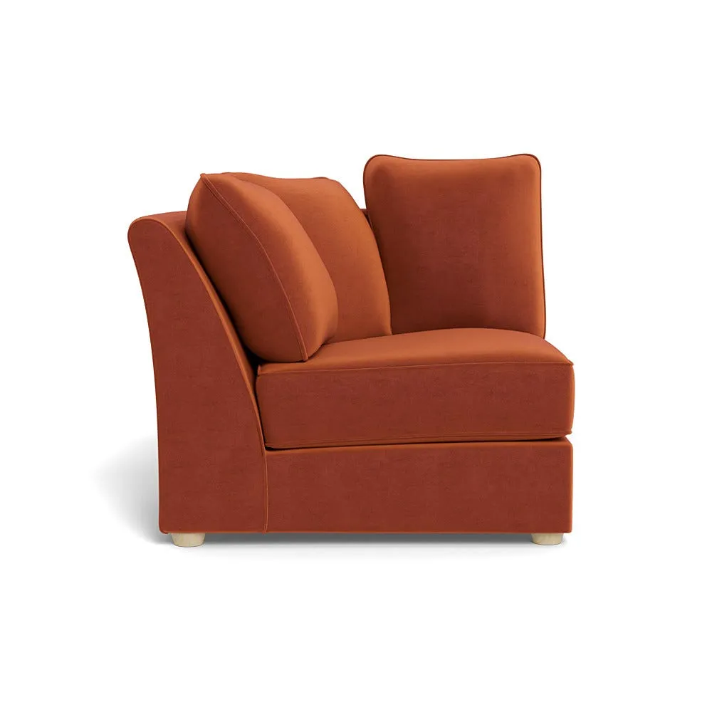Heal's Tailor Square Curved Corner Unit LHF Cotton Velvet Russet, Natural Feet