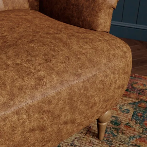 Petit Relaxed Faux Leather Button Back Occasional Armchair 4