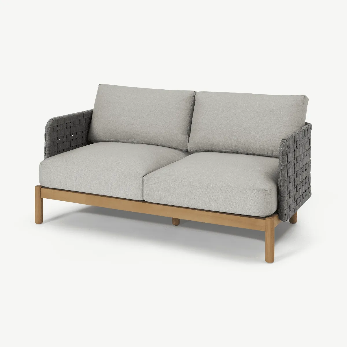 Kolbe Garden 2 Seater Sofa, Grey & Acacia Weave