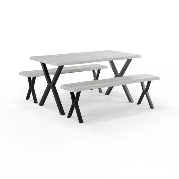 Ezra II 6 Seater Rectangular Dining Table with 2 Benches 5