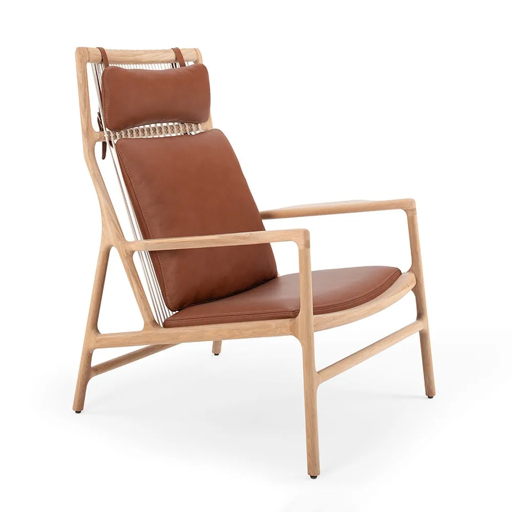 Gazzda Dedo Lounge Chair Oiled Oak Dakar Leather Whisky 2