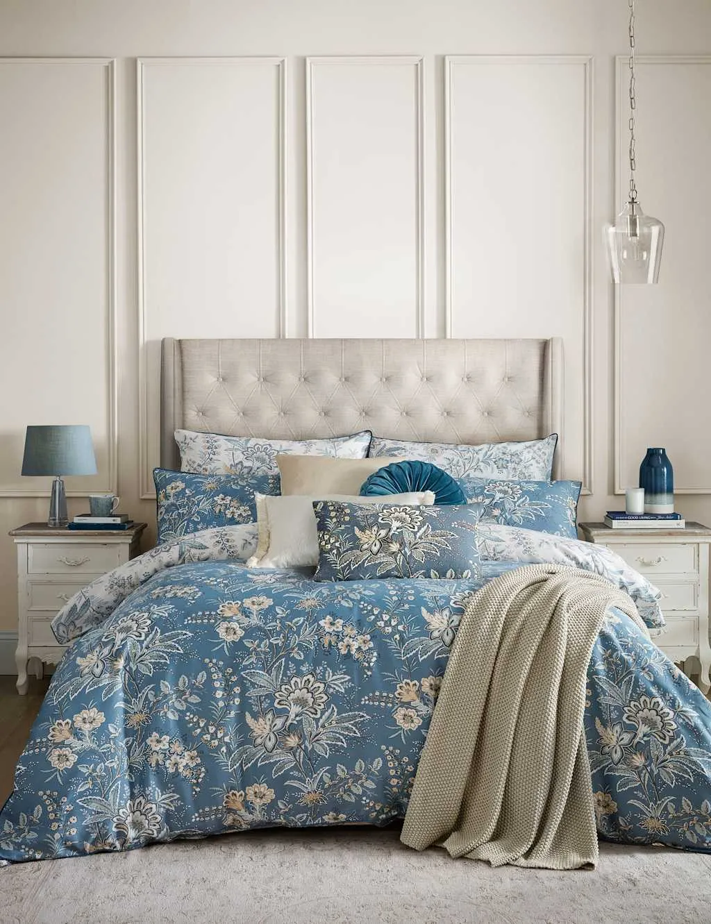 Laura Ashley Floral Marlbrook Reversible Bedding Set Blue Mix