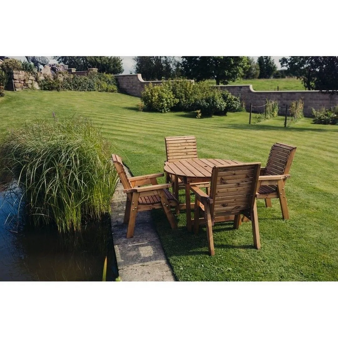 Churnet Valley Garden Furniture Ltd Valley Round 4XC Set - Min. Assembly Required - Set of Cushions Inc in Brown 2