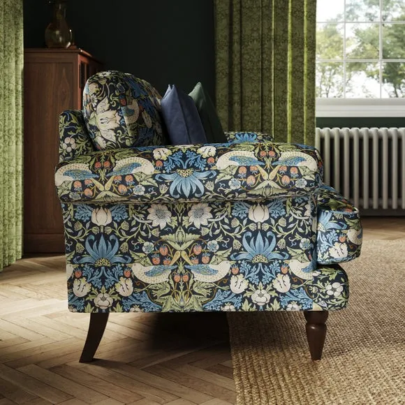 Jolene William Morris Strawberry Thief Print Velvet 2 Seater Sofa 2