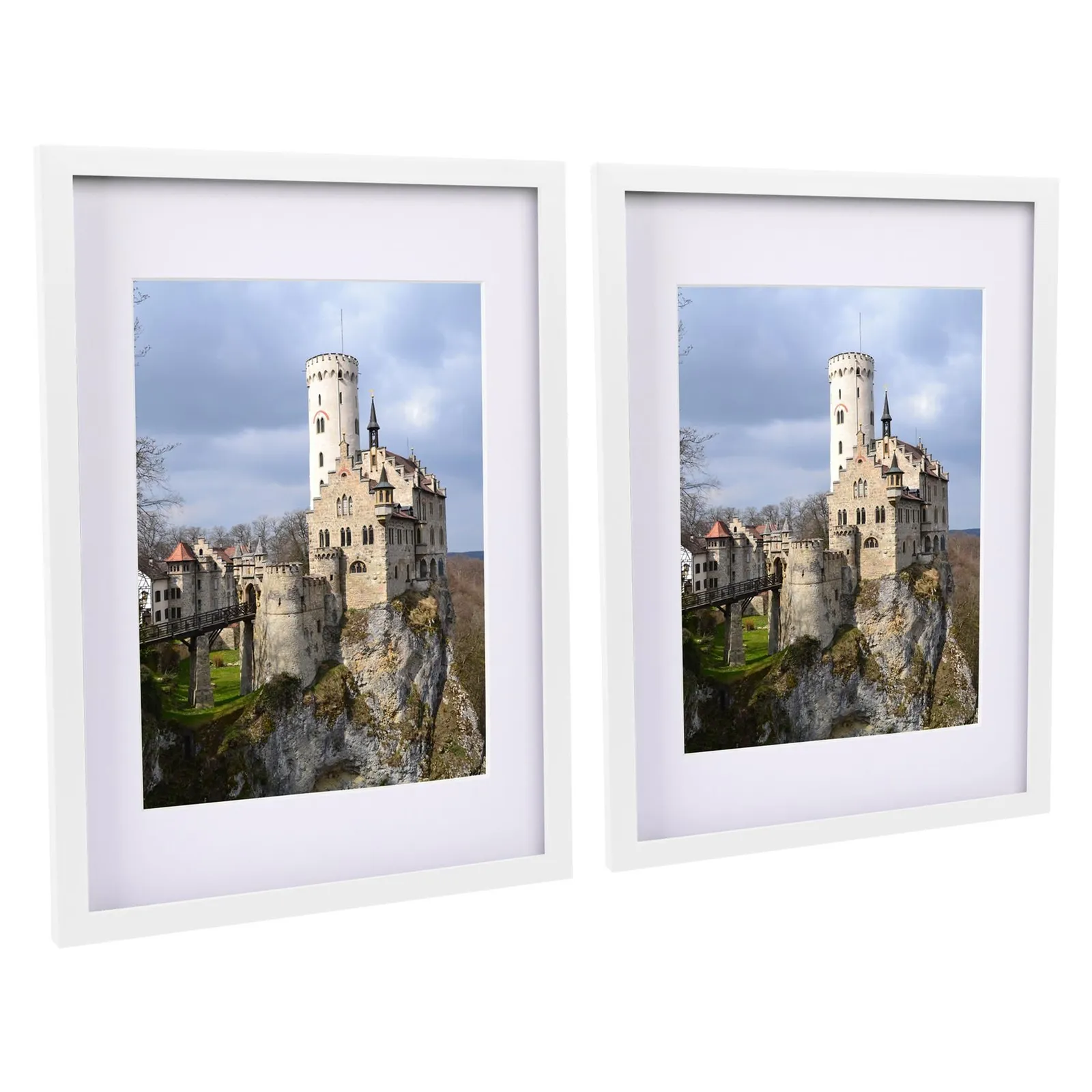 Nicola Spring 2x Photo Frame with White A4 Mount - A3 (12" x 17") Picture Display