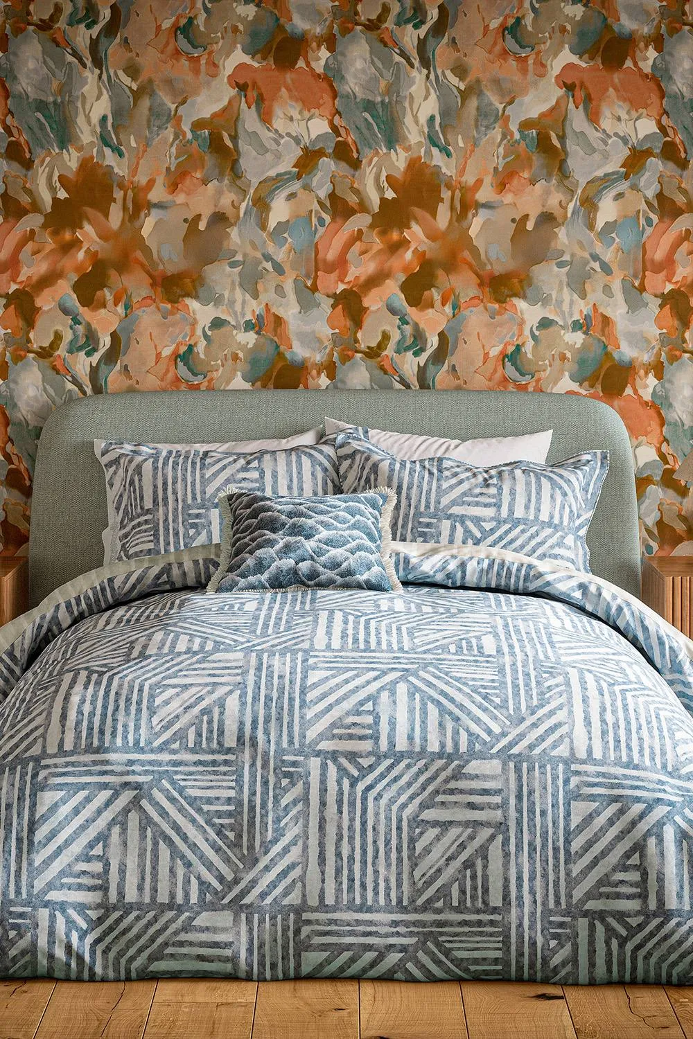 Harlequin 'Crater' Cotton Duvet Cover Set in Blue