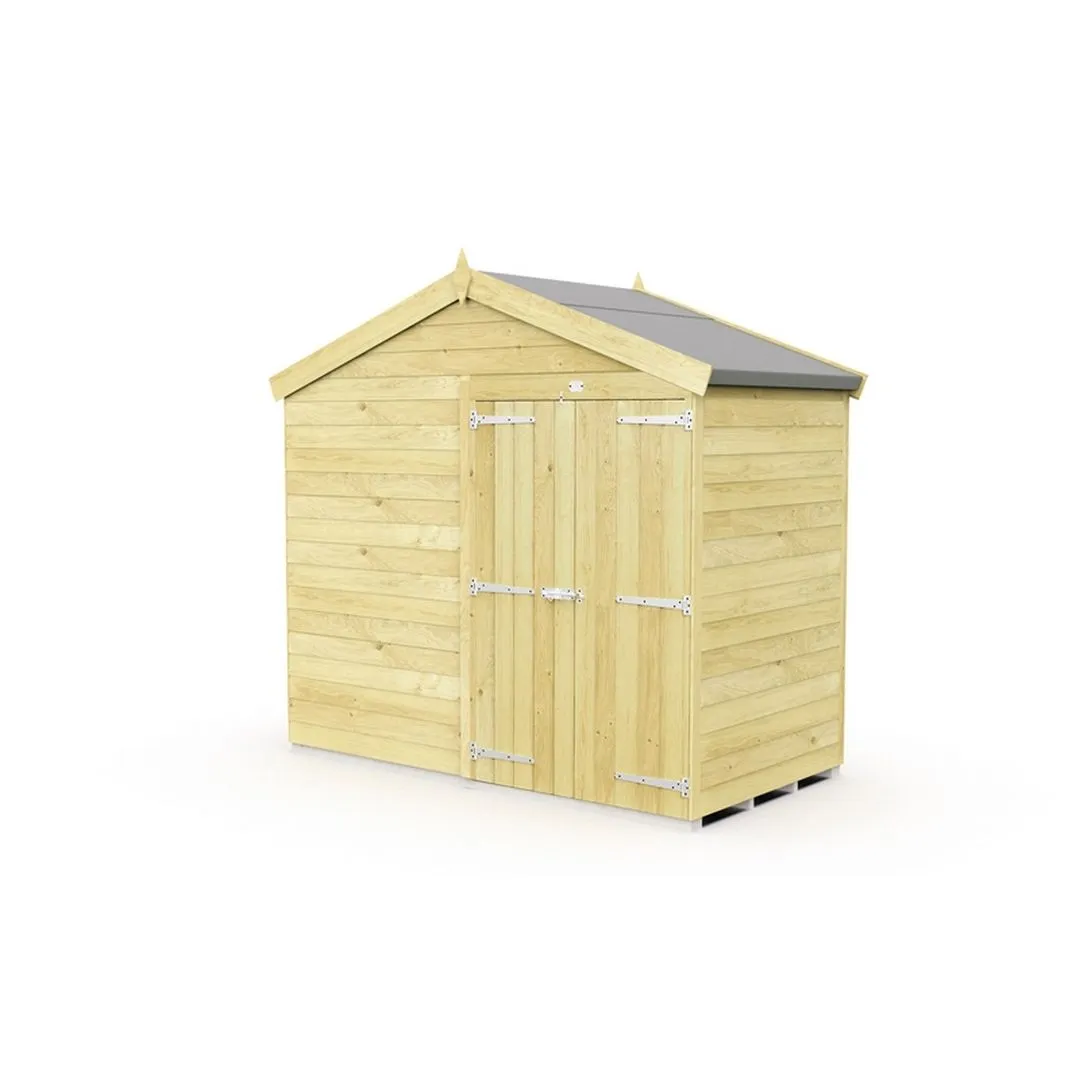 Buttercup Farm 8 x 4 Feet Apex Shed - Double Door W/O Windows - L127 x W231 x H217 cm in Brown