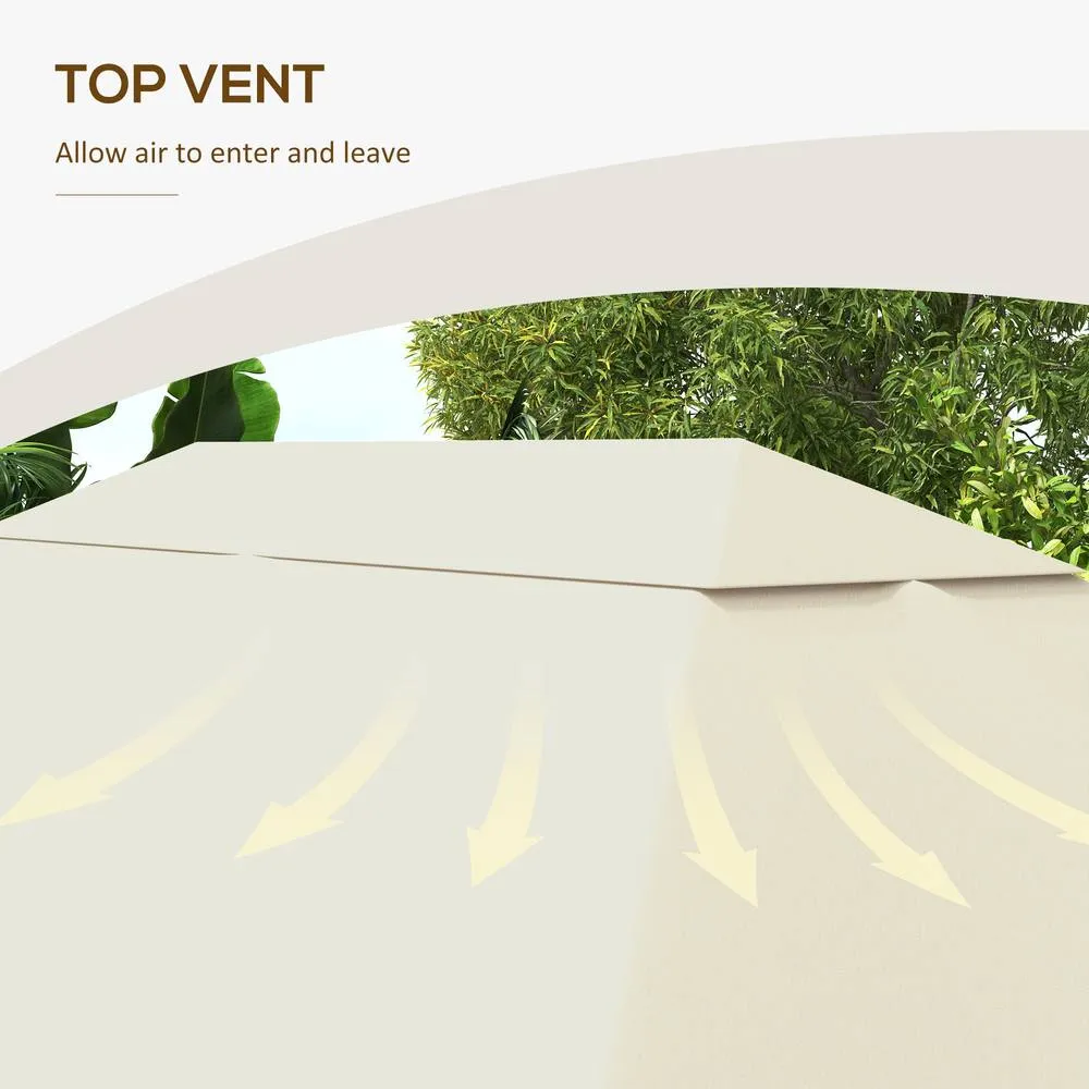 OUTSUNNY 3 x 4m Gazebo Canopy Replacement Gazebo Roof Cover, Cream White 6