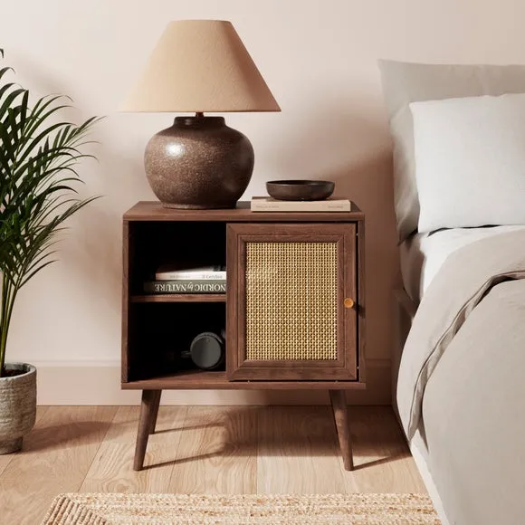 Jordyn Wide Bedside Table, Mango Wood Effect 2