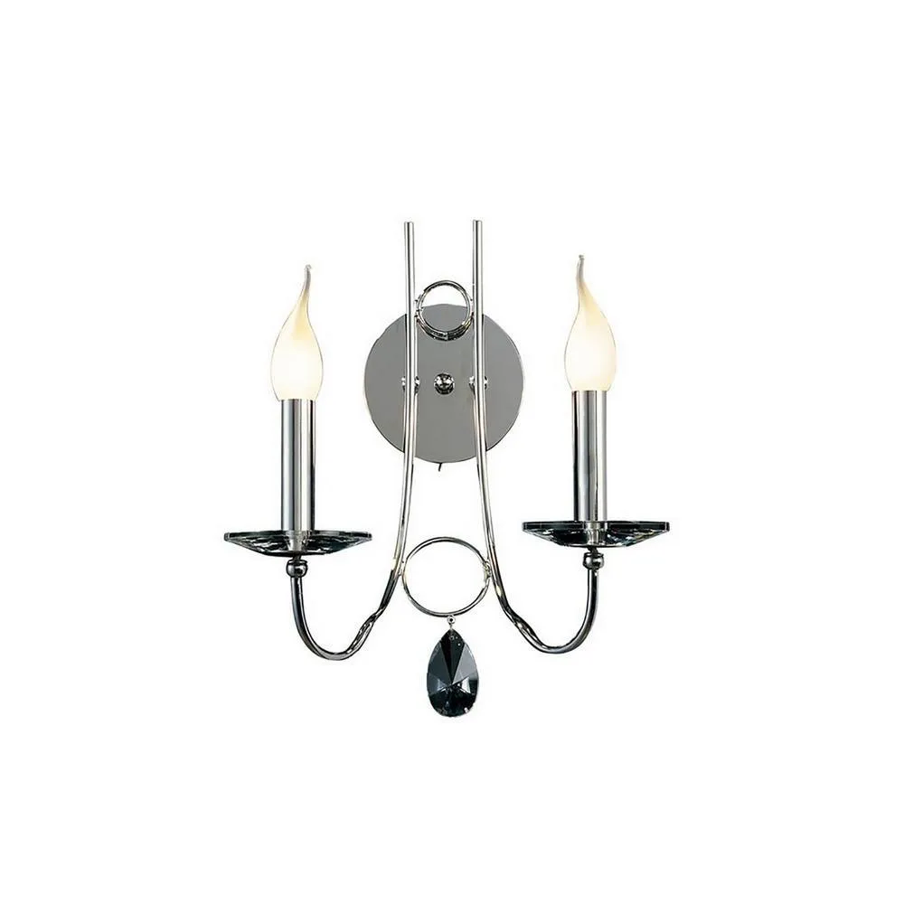 Netlighting Danya Wall Lamp 2 Light E14 Polished ChromeCrystal in Grey
