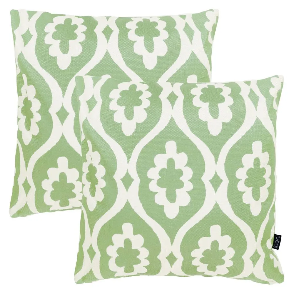 icon 2 Pack Cushion 43x43 Kyoto Fabric - Damask in Green