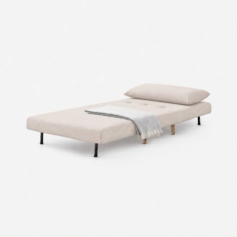 FurnitureboxUK Bobby Cream Jumbo Corduroy Single Folding Sofa Bed Chair 3