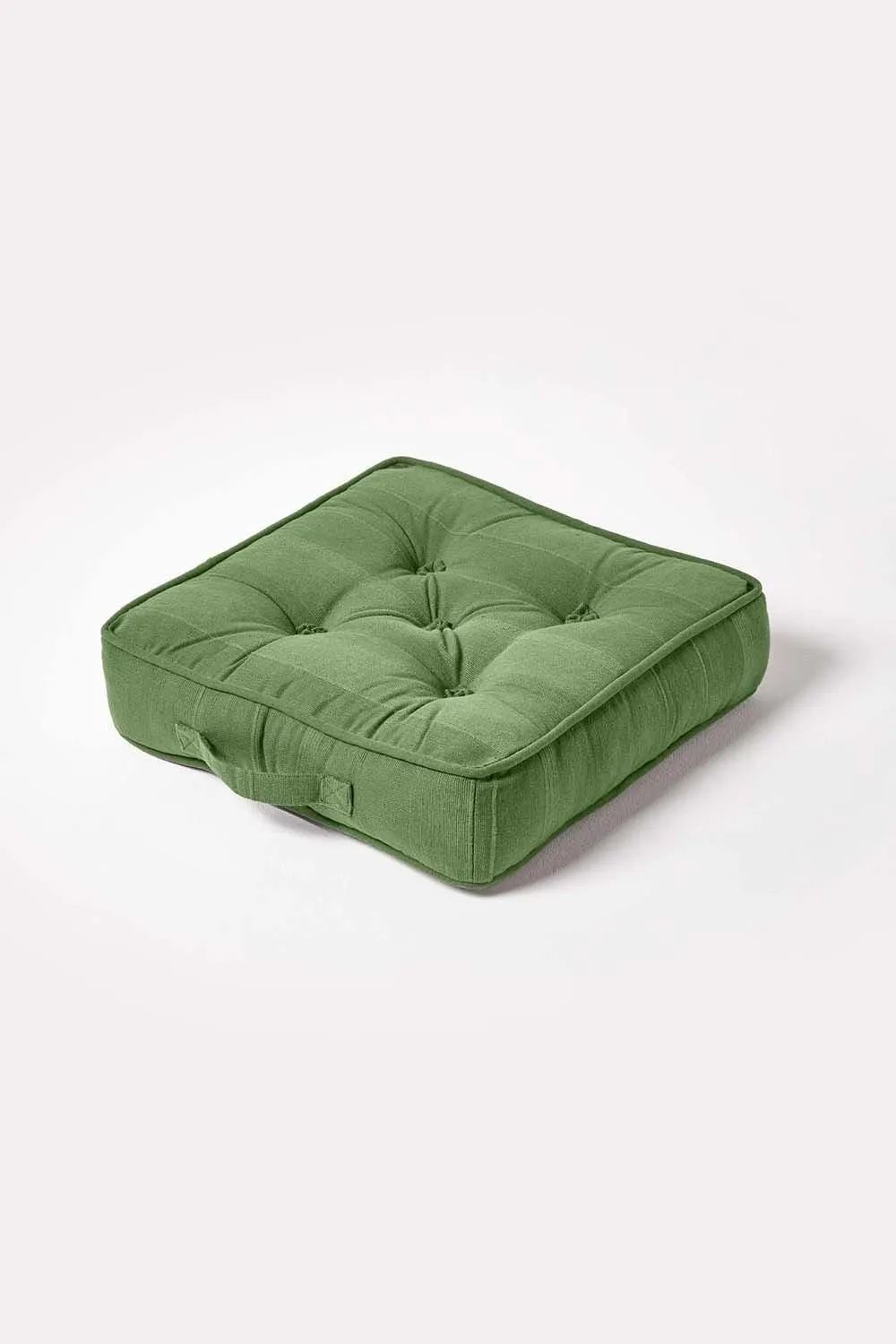 Homescapes Rajput Ribbed Cotton Floor Cushion in Dark Olive 1