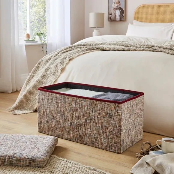 Multi Chenille Rectangle Ottoman 2