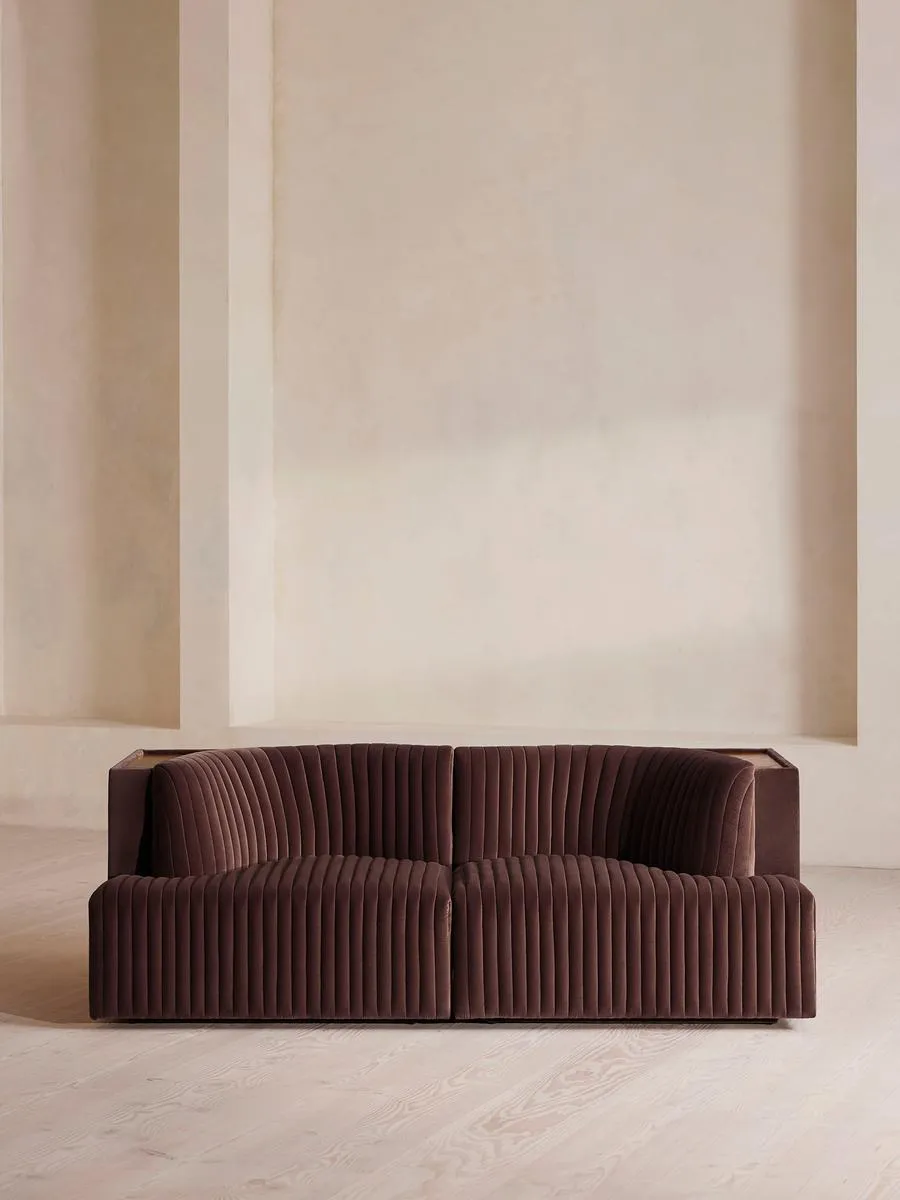 Hamish Modular Sofa, Three Seater, Velvet, Aubergine