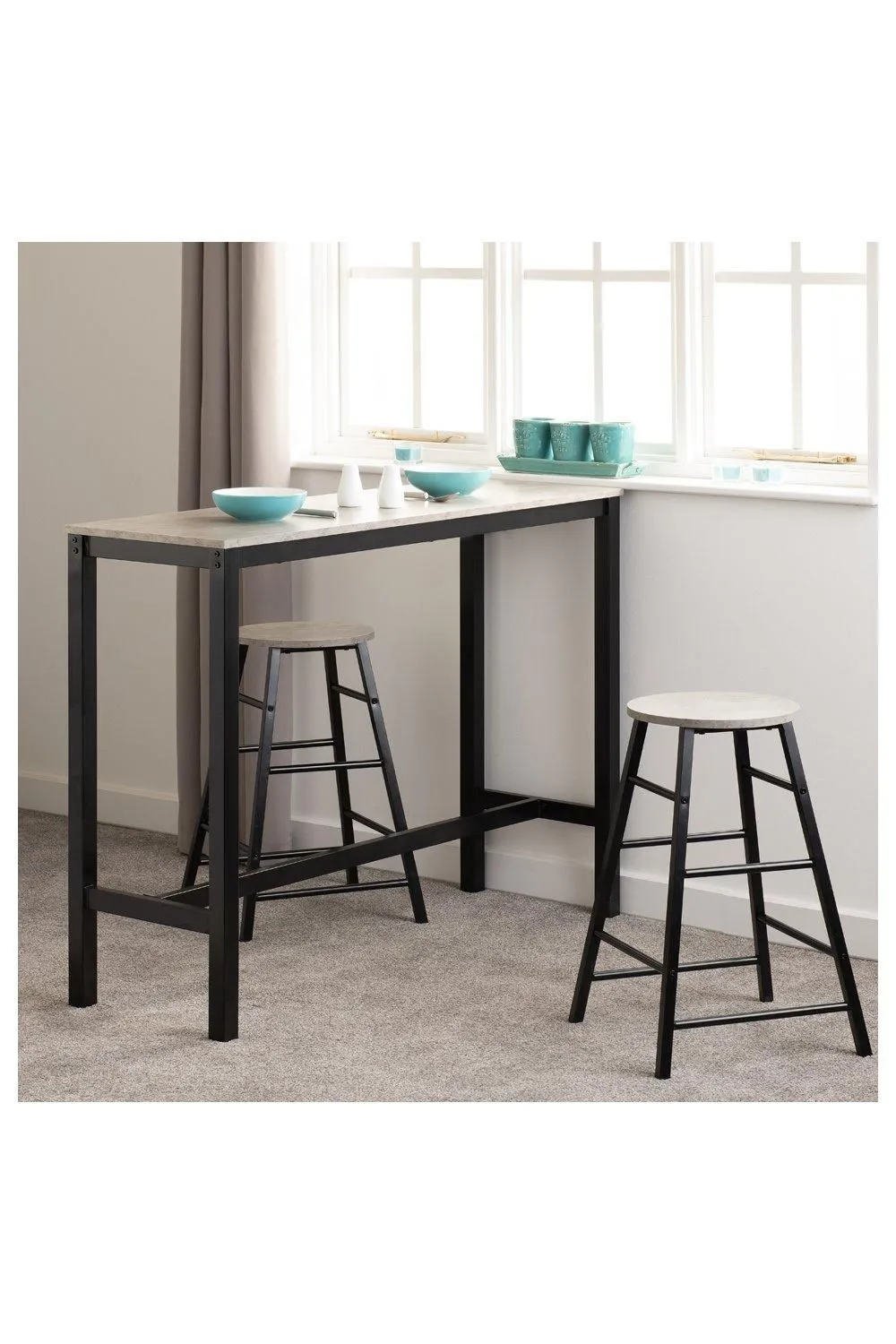 Seconique Athens Breakfast Bar Set in Charcoal