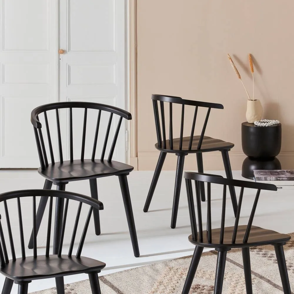 sweeek Set Of 4 Wooden & Plywood Chairs in Black