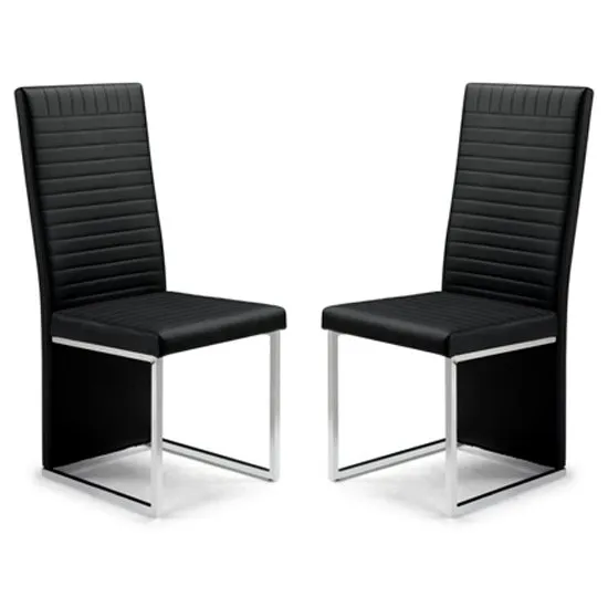 Tempo Black Faux Leather Dining Chairs In Pair