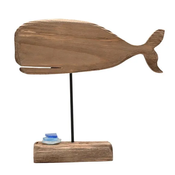 Love Life By The Sea Driftwood & Sea Glass Whale Ornament 4