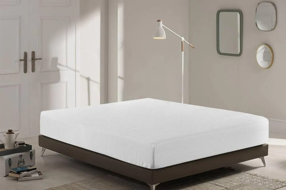 Homes-Linen Extra Deep Fitted Sheet 40cm Microfiber Stripe Bed Sheet in White