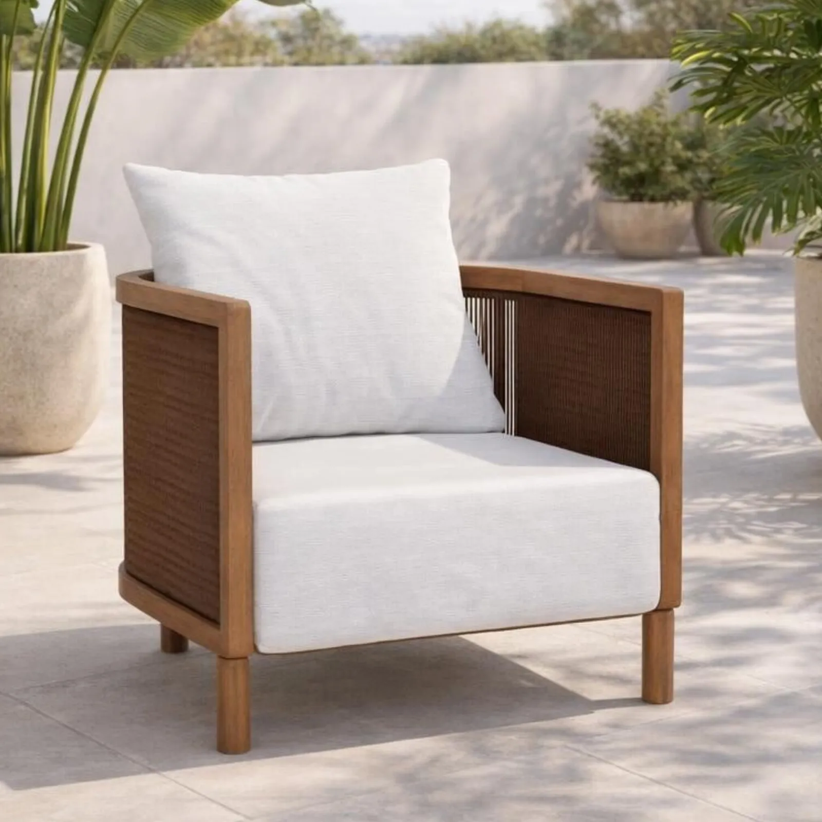 Praia Garden Lounge Chair, Wooden, Grey | Barker & Stonehouse