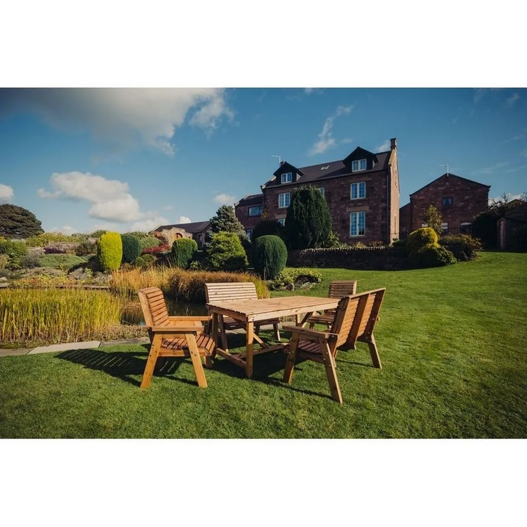 Churnet Valley Garden Furniture Ltd Valley 6 Seater Set 2XC 2XB - Timber - Minimal Assembly Required in Brown